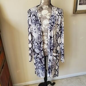 Snake print long duster jacket sz. M